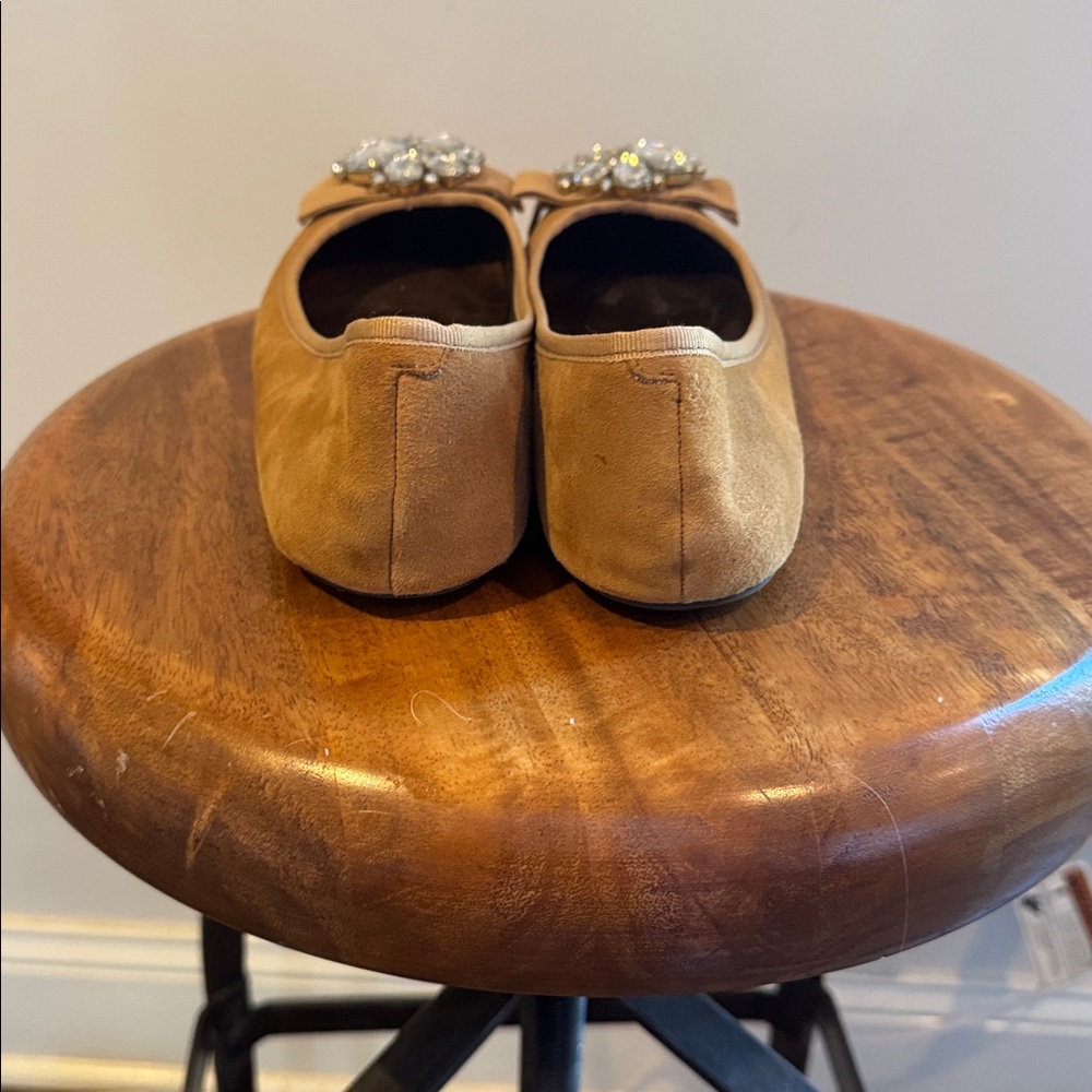 Jessica Simpson Gold Velvet Flats with Crystal embellishments Sz 8.5 medium NWOB - Picture 6 of 11